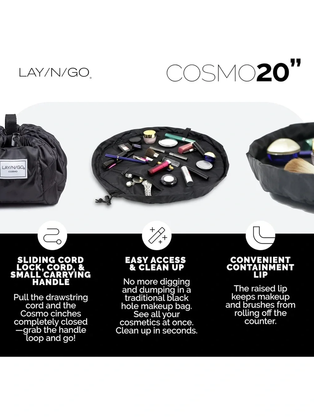 LAYN/GO FLORAL Quilted Drawstring Cosmetic Bag